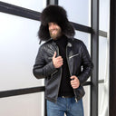 Gray Raccoon Trapper Hat Men, Fur Ushanka Mens, Men’s Winter Hat, Leather Aviator Hat, Mens Fur Hat, Winter Ear Flap Hat, Gift for Husband