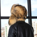Oversized Raccoon Fur Trapper Hat, Extra Fluffy Fur Hat for Men, Natural Brown Genuine Fur Bomber Cap, Premium Fuzzy Trapper Hat, Dad Gift