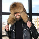Oversized Raccoon Fur Trapper Hat, Extra Fluffy Fur Hat for Men, Natural Brown Genuine Fur Bomber Cap, Premium Fuzzy Trapper Hat, Dad Gift