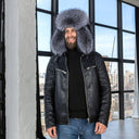 Full Silver Frost Fox Fur Trapper Hat for Men, Genuine Fluffy Fox Fuzzy Hat for Cold Weather, Premium Bomber Hat for Men, Hat with Earflaps