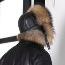 Leather Trapper Hat Men, Fur Winter Hat for Him, Ushanka Bomber Hat, Earflap Aviator Hat with Leather, Oversized Trapper Hat, Gift For Dad
