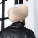 Gold Island Fox Fur Davy Crockett Hat, Detachable Tail Winter Cap for Men, 2-in-1 Winter Bomber Cap, Real Fur Hunting Headwear, Gift For Him