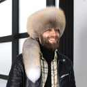 Gold Island Fox Fur Davy Crockett Hat, Detachable Tail Winter Cap for Men, 2-in-1 Winter Bomber Cap, Real Fur Hunting Headwear, Gift For Him