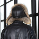 Real Raccoon Fur Hat for Men, Black Leather Trapper Hat, Warm Hat for 2026 Winter, Stylish Aviator Hat, Classic Ushanka, Hat With Earflaps