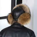 Real Raccoon Fur Hat for Men, Black Leather Trapper Hat, Warm Hat for 2026 Winter, Stylish Aviator Hat, Classic Ushanka, Hat With Earflaps