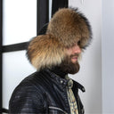 Real Raccoon Fur Hat for Men, Black Leather Trapper Hat, Warm Hat for 2026 Winter, Stylish Aviator Hat, Classic Ushanka, Hat With Earflaps