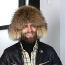 Real Raccoon Fur Hat for Men, Black Leather Trapper Hat, Warm Hat for 2026 Winter, Stylish Aviator Hat, Classic Ushanka, Hat With Earflaps