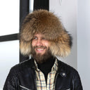 Real Raccoon Fur Hat for Men, Black Leather Trapper Hat, Warm Hat for 2026 Winter, Stylish Aviator Hat, Classic Ushanka, Hat With Earflaps