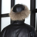 Raccoon Fur Mongoloian  Hat for Men, Real Leather Hat Flat Top, Warm Fluffy Headwear, Luxury Gift for Him, Fur Cap for Winter, Gift for Dad