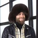Brown Fox Fur Trapper Hat with Dark Brown Leather, Warm Winter Hat With Earflaps, Premium Ukrainian Ushanka, Mens Bomber Hat, Gift For Dad