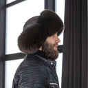 Brown Fox Fur Trapper Hat with Dark Brown Leather, Warm Winter Hat With Earflaps, Premium Ukrainian Ushanka, Mens Bomber Hat, Gift For Dad