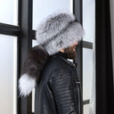 Men's Silver Fox Fur Hat with Removable Tail, Davy Crockett Style Trapper Hat, Luxury Winter Fur Headwear, Genuine Fox Fur Hat, Gift for Dad