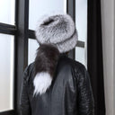 Men's Silver Fox Fur Hat with Removable Tail, Davy Crockett Style Trapper Hat, Luxury Winter Fur Headwear, Genuine Fox Fur Hat, Gift for Dad