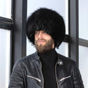 Black Raccoon Fur Papakha Hat for Men, Luxury Real Fur Mongolian Hat, Cossack Style Winter Headwear, Genuine Fur Cap for Him, Warm Furry Hat