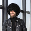 Black Raccoon Fur Papakha Hat for Men, Luxury Real Fur Mongolian Hat, Cossack Style Winter Headwear, Genuine Fur Cap for Him, Warm Furry Hat