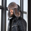 Men's Real Fox Fur Hat, Winter Trapper Hat with Ear Flaps, Warm Thick Handmade Headwear, Cold Weather Outdoor Hat, Father's Day Gift Idea