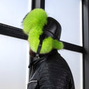 Men's Neon Green Raccoon Fur Trapper Hat, Vibrant Aviator Hat, Real Leather Bomber Hat, Fluffy Ushanka, Hat With Ear Flaps, Gift For Him