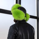 Men's Neon Green Raccoon Fur Trapper Hat, Vibrant Aviator Hat, Real Leather Bomber Hat, Fluffy Ushanka, Hat With Ear Flaps, Gift For Him