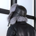 Silver Fox Fur Ushanka for Men, Fluffy Bomber Hat with Real Leather, Warm Hat With Earflaps, Cold Weather Hat for Him, Furry Trapper Hat