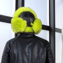 Neon Green Fox Fur Ushanka Hat, Mens Luxury Real Raccoon Fur Trapper Hat, Bright Lime Winter Fur Cap, Fluffy Aviator Hat, Gift for Boyfriend