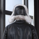 Real Fur Bomber Hat, Leather Trapper Hat for Men, Winter Fur Ear flaps Hat, White Fur Hat for Teen Boy, Men's Fashion Hat, Gift For Husband