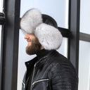 Real Fur Bomber Hat, Leather Trapper Hat for Men, Winter Fur Ear flaps Hat, White Fur Hat for Teen Boy, Men's Fashion Hat, Gift For Husband