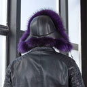 Real Fur Trapper Hat for Men, Purple Raccoon Fur Hat, Warm Winter Hat, Ushanka Leather Hat, Fur Bomber Hat, Earflaps Hat, Gift for Boyfriend