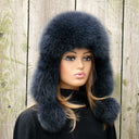 Real Fur Bomber Hat for Women, Ladies Fur Trapper Hat, Gray Fox Fur Aviator Hat, Fur Hat Ear Flaps, Warm Fluffy Hat, Winter Headwear For Her