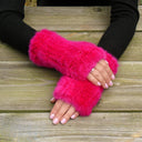 Hot Pink Fingerless Gloves Woman, Real Mink Fingerless Mittens, Fur Arm Warmers, Warm Fur Gloves, Winter Hand Warmers, Gift For Girlfriend