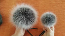 Silver fur pom pom Real fox fur pompom for hat   Large plush furry  ball   Detachable pompom