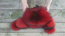 Fluffy Fur Trapper Hat for Women, Raccoon Fur Ear Flap Hat, Oversized Red Winter Bomber Hat, Fuzzy Head Warmer, Aviator Hat, Gift For Wife