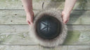 Raccoon Fur Mongoloian  Hat for Men, Real Leather Hat Flat Top, Warm Fluffy Headwear, Luxury Gift for Him, Fur Cap for Winter, Gift for Dad