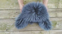 Men's Gray-Blue Albino Raccoon Fur Trapper Hat, Real Leather & Fur Bomber Hat, Fluffy Aviator Hat, Warm Hat With Earflaps, Gift For Husband