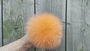 Vibrant Orange Fox Fur Bommel, Fluffy Hat Pom Pom, Large Genuine Furry Detachable Accent for Beanies, Accessory for Hat, Pompom with Ribbons