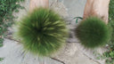 Raccoon Fur Pompom, Real Fur Pom Pom for Hat, Removable Pompom, Green Fluffy Pom Pom, Hat Accessories, Craft Supply, Fuzzy Bommel For Hat