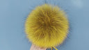 Yellow Fur Pom Poms, Raccoon Fur Pompoms, Ochre Fur Pompom, Detachable Pompom, Fluffy Pom Pom for Hat, Furry Bommel, Hat Pompom For Girl