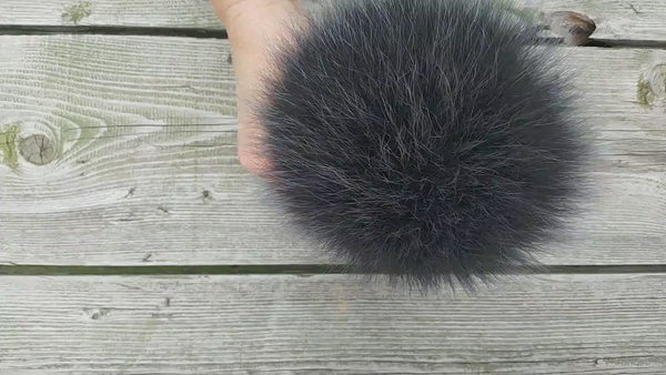 Arctic Fox Fur Pom Pom, Detachable Fluffy Pompom, Dark Fur Hat Pom Pom, Fuzzy Beanie Fur Ball, Fur Accessories For Hat,  DIY Craft Supplies