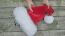 Luxury Santa Hat For Her or Him, Unisex Christmas Hat With Real Fox Fur Trim, Large Pompom Santa Hat, Christmas In July Furry Hat for Adults