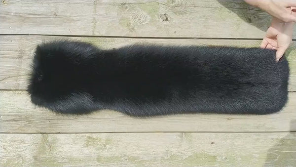 Black Fluffy Snood, Real Fox Fur Collar, Gift for Grandma, Oversized Fur Snood, Fur Neck Warmer, Detachable Fur Collar, Real Fur Scarf