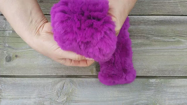 Real Rabbit Fur Fingerless Mittens, Hot Red Winter Accessories, Fur Arm Warmers, Cozy Birthday Gift, Stylish Warm Mittens, Gift For Sister