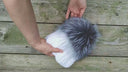 Silver Rabbit Fur Beanie with Fox Pom Pom, Real Fur Hat, Cozy Winter Warmth, Rabbit Fur Beanie, Stylish Winter Hat, Cute Gift for Girlfriend