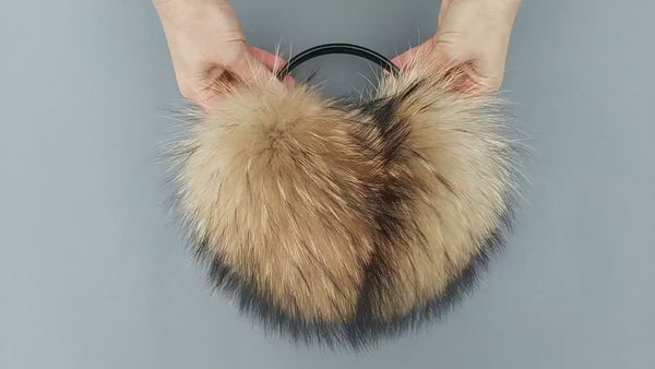 Earmuffs Made of Natural Raccoon Fur, Warm Winter Earmuffs for Adult, Fluffy Fur Headband, Gift for Daughter, Accessory for Cold Weather