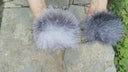 Silver fox fur pompom, Real fur pom pom, Fox fur pom pom, Fur pom pom for hat, Fuzzy Fur ball, Detachable Pom Poms For DIY, Pompom for Hat
