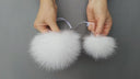 Fur pom pom, White fur pom pom for hat, Real fox fur pom, Large plush furry ball, Detachable pompom, Fluffy pompon, Fuzzy bommel