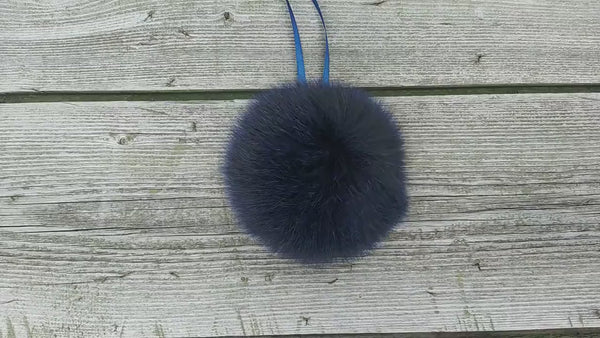 Blue fur pom pom, Real fox fur pompom for hat, Detachable pompoms, Fluffy fur ball, Fluffy pompom, real fur pom-pom, Fur accessories
