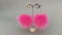 Fluffy earrings for women, Dangle pompom earrings, White earrings for bride, Real fur puff ball earrings, Bridesmaid jewelry, Gift for Mom