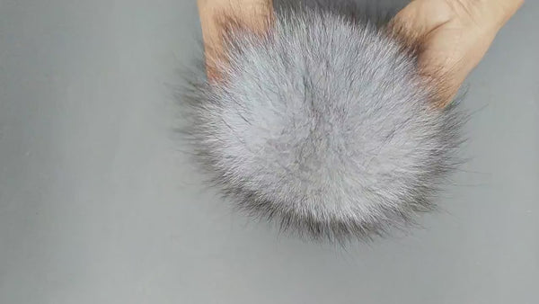 Silver Fur Pom Pom, Real Fur Pompom for Hat, Fluffy Fur Ball Gray, Fox Fur Pom Pom, Fuzzy Pompom for Hat, Puff Bommel, Genuine Fur Pompom