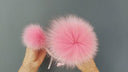 Fluffy Fur Pom Pom, Genuine Fur Pompom for Hats, Fuzzy Pink Pompom, Hat Decoration, Furry Ball, Detachable Pompom For Hat, Fur Accessories
