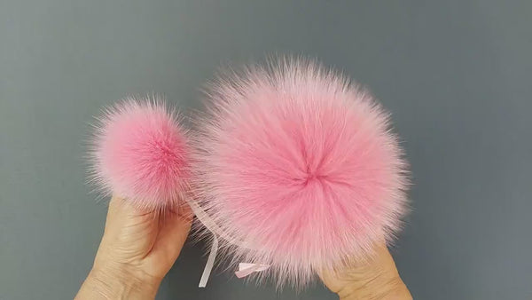 Fluffy Fur Pom Pom, Genuine Fur Pompom for Hats, Fuzzy Pink Pompom, Hat Decoration, Furry Ball, Detachable Pompom For Hat, Fur Accessories