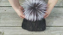 Black Mink Fur Beanie Hat with Fluffy Pompom, Knitted Mink Hat, Real Fur Hat, Fuzzy Beanie, Women Winter Hat, Stylish Gift for Girlfriend